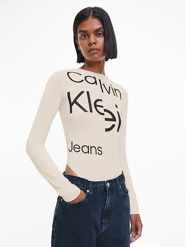 Calvin Klein USA Long Sleeve Womens Bodysuit White 7548230-WB